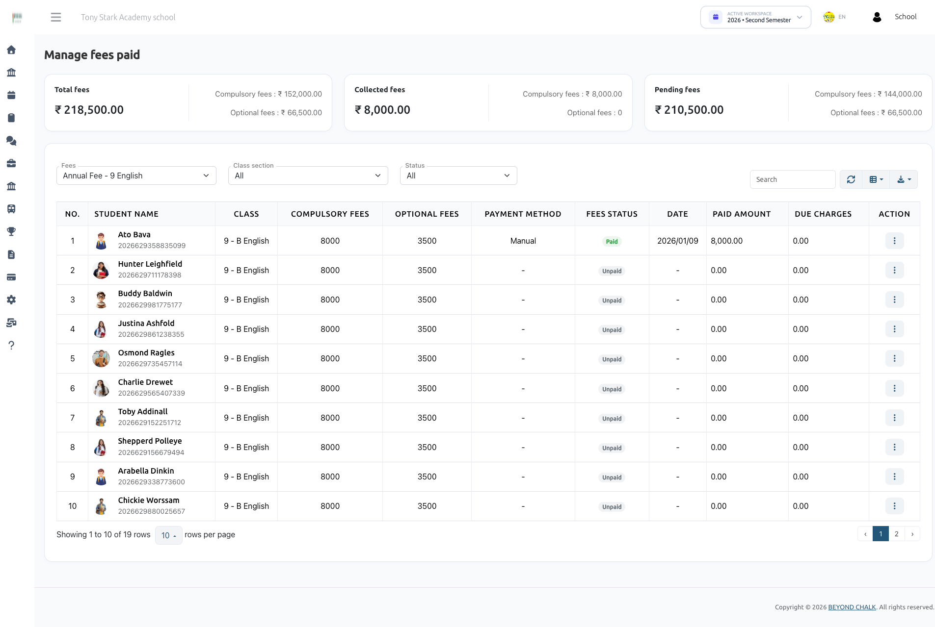 Fees Paid List