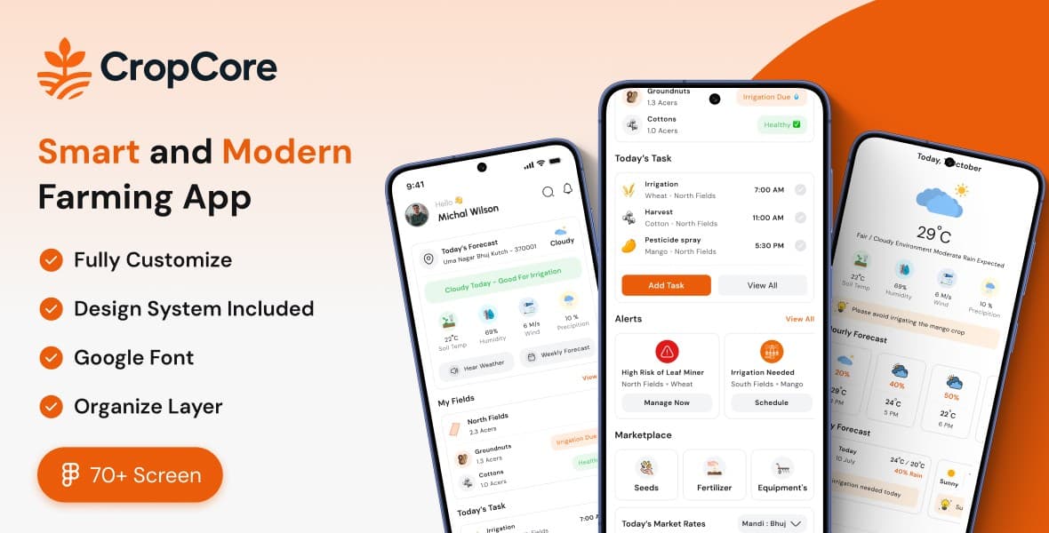 CropCore โ Smart & Modern Farming App UI Kit