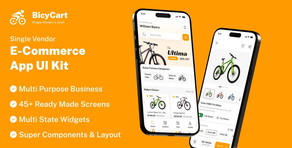 BicyCart โ Single Vendor E-Commerce App UI Kit