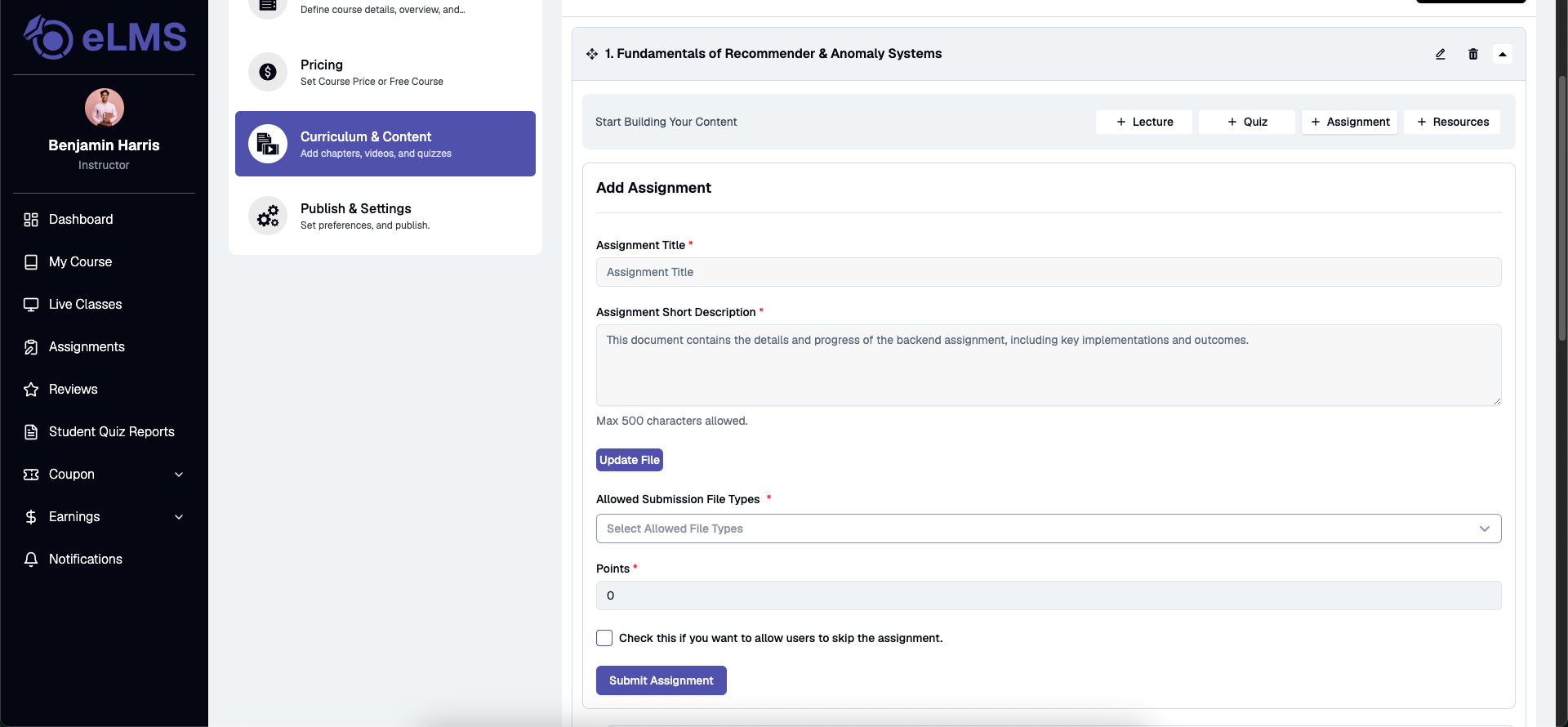 Add Assignment