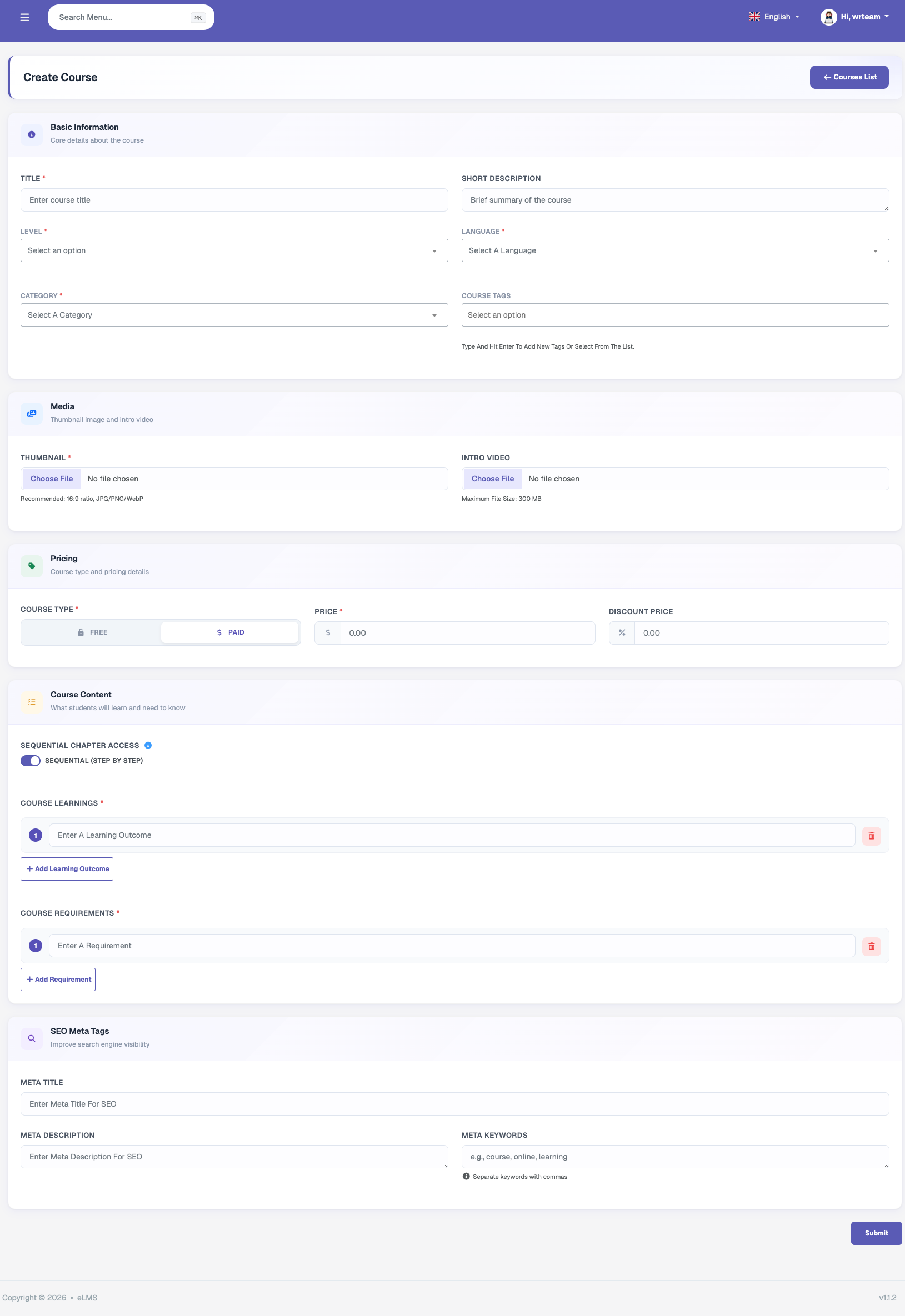 Create Course