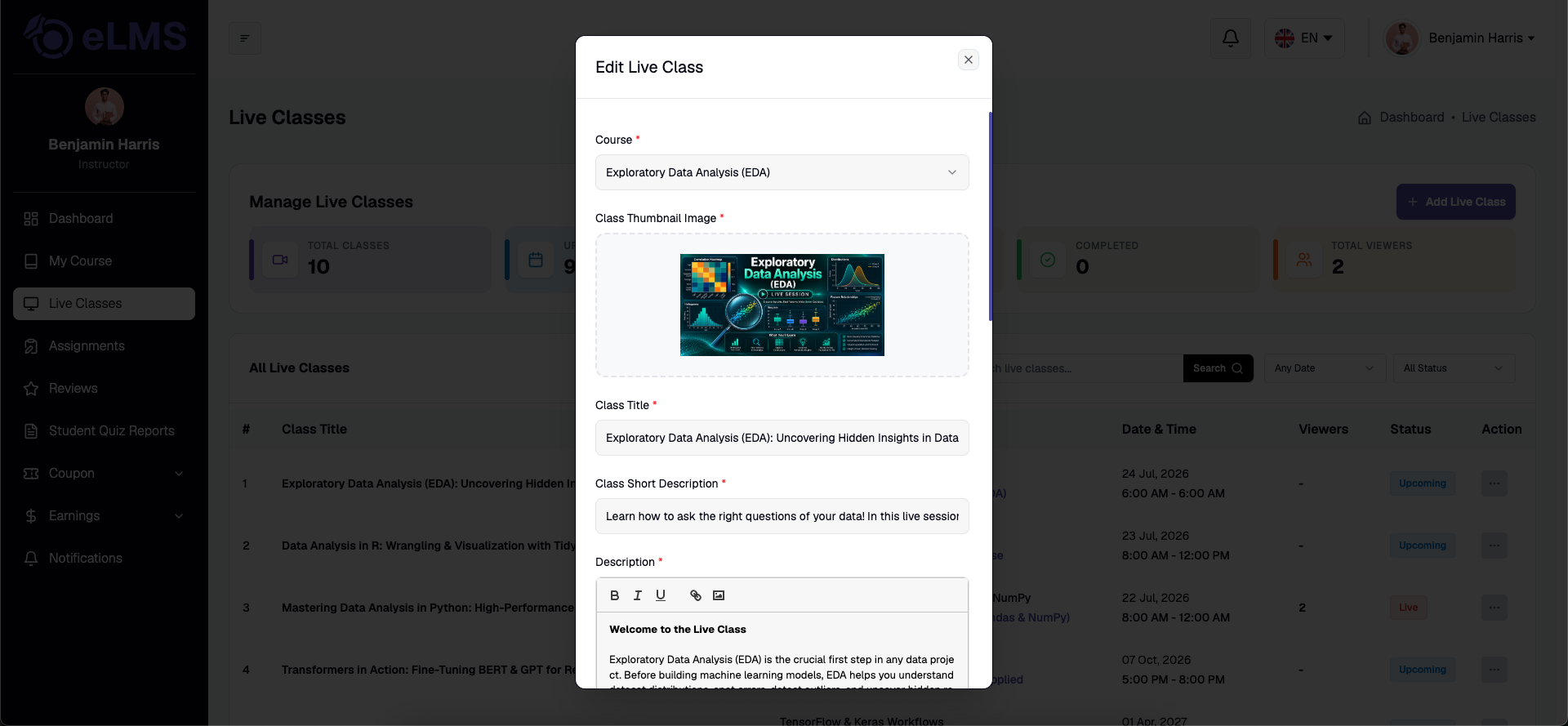 Create Live Class