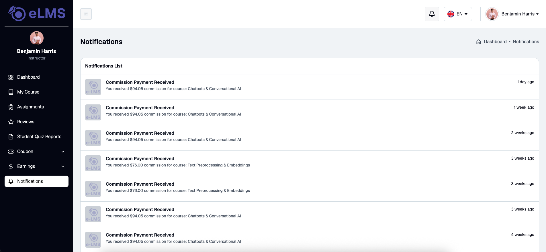 Notifications List
