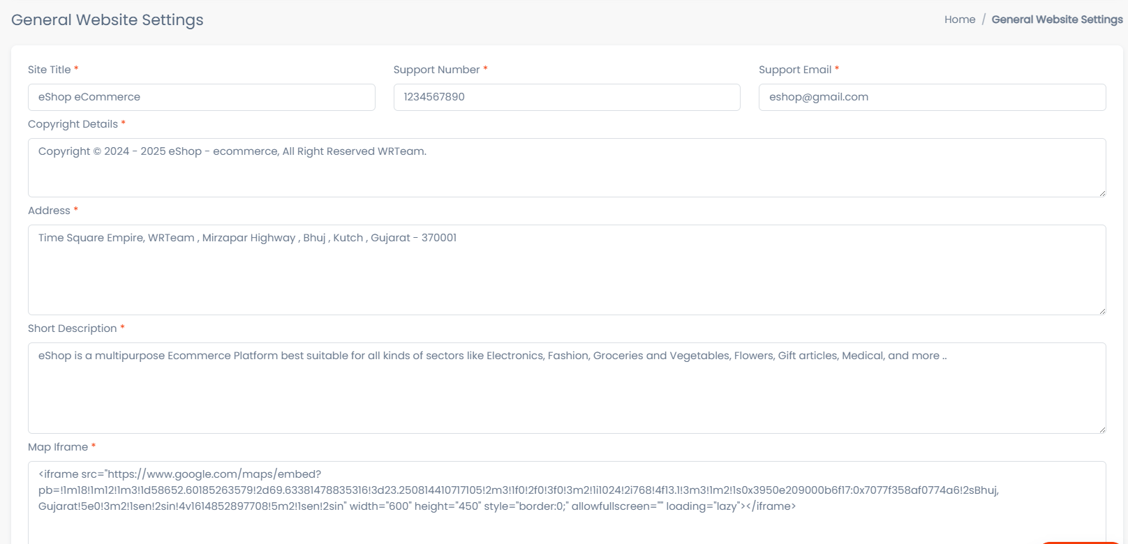 General Website Settings