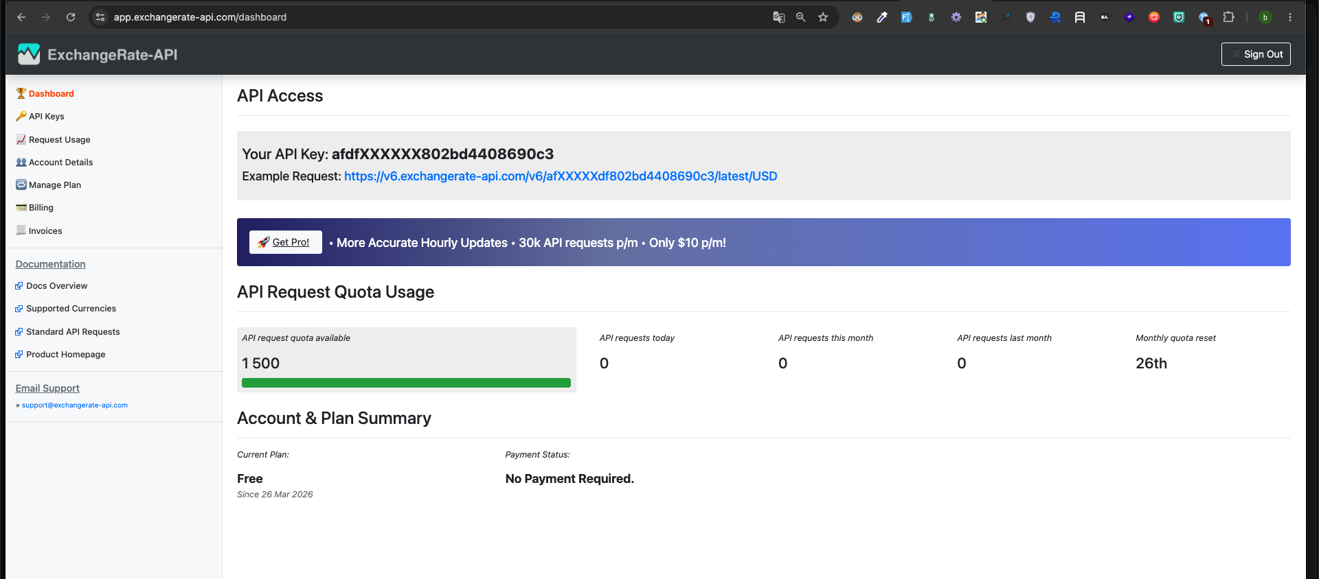 Exchange Rate API Settings