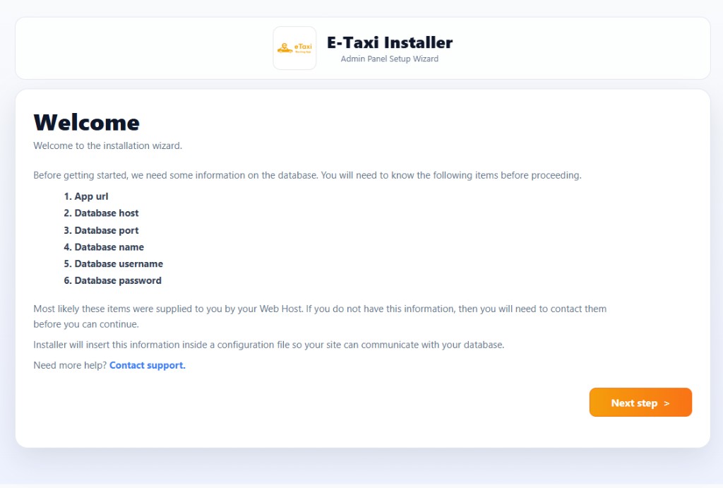 Installation Welcome Screen