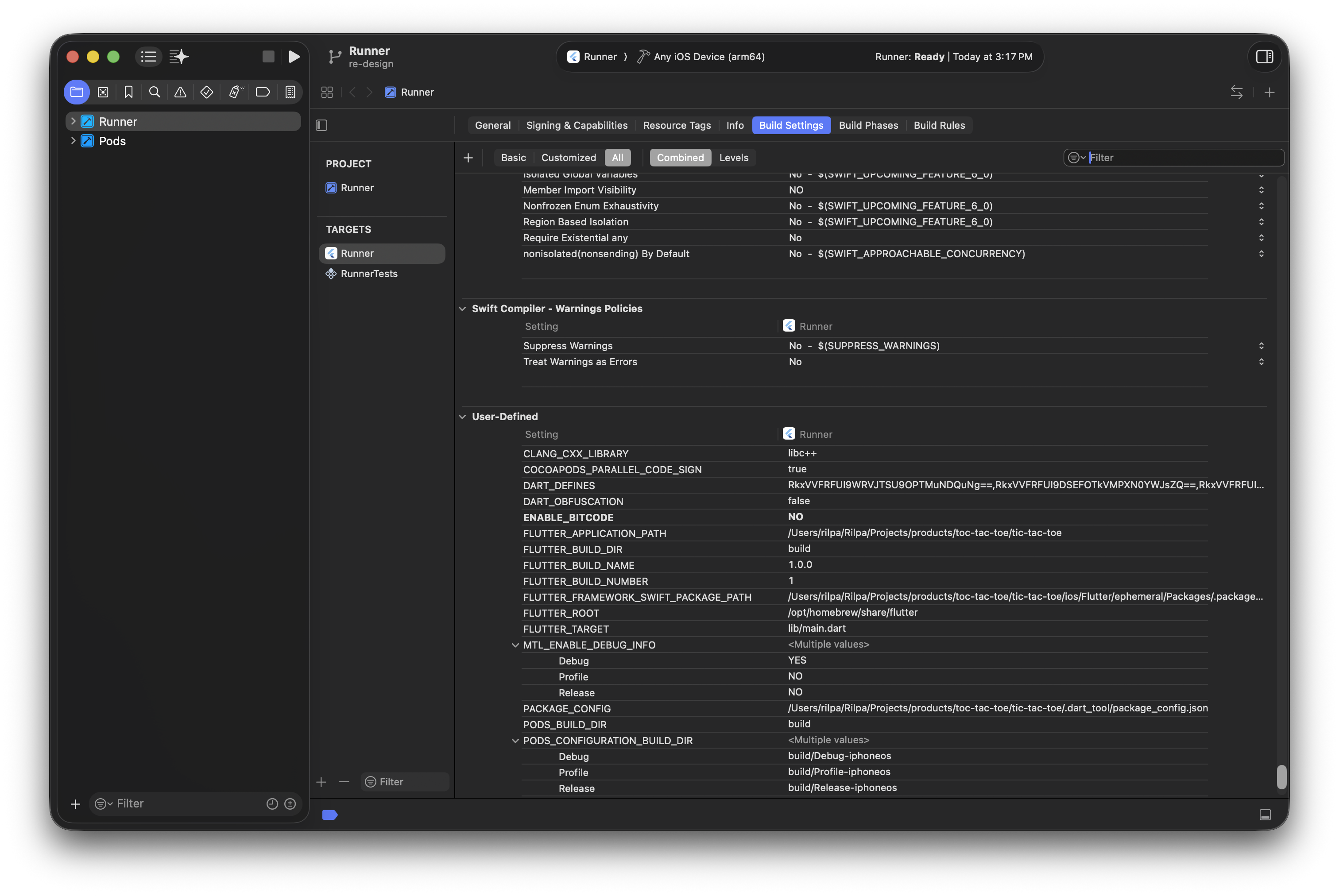 Xcode Build Settings FLUTTER_BUILD_NAME and FLUTTER_BUILD_NUMBER